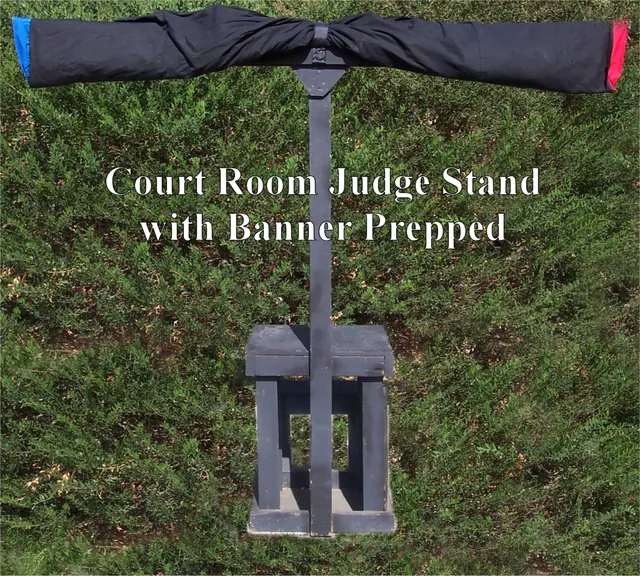 Court Room Judge Stand with Banner Prepped